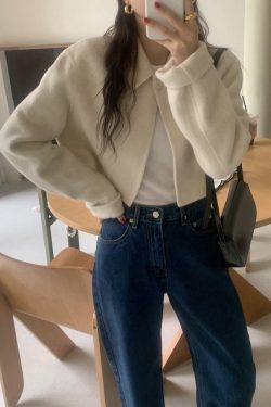 Handmade Toffee Nut Short Wool Jacket for Winter - Korean Style Cozy Outerwear