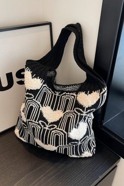 Handmade Woven Knitted Tote Bag for Women - Large Capacity Shoulder Commuting Bag for Spring & Summer 2025