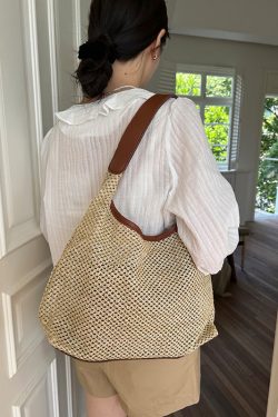 Handwoven Women's Vintage Tote Bag - Trendy Straw Woven Shoulder Bag with Large Capacity for Everyday Use