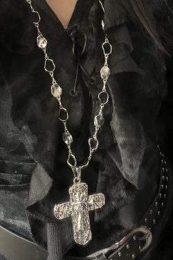 Heavy-Duty Y2K Large Cross Necklace Waist Chain - Gothic Lolita Sweet Spicy Girl Accessory for Sweater Styling