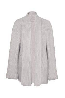 Heavy Knit Cardigan - Gray Turn-down Collar, 5-needle Horsehair, Warm Fabric for Spring Summer Wear, Cozy Layering Piece