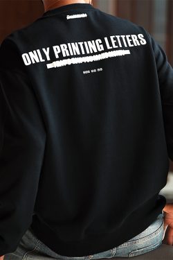Heavyweight Letter Print Round Neck Sweatshirt for Men - Trendy Loose Casual Pullover Top for Spring and Autumn 2024