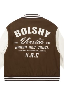 Heavyweight Wool and Leather Baseball Jacket in Retro American College Style - Harsh Street Style Fashion