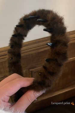 High Crown Leopard Print Plush Headband for Women - Luxurious Autumn Winter Hair Accessory, Fashionable Hairpin
