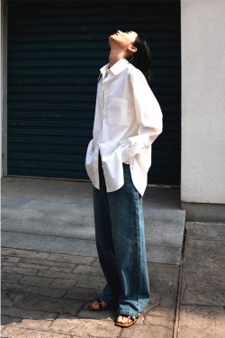 High-Density Pima Cotton Long Sleeve Shirt with Soft Paper Feel - Casual Essential for Everyday Wear