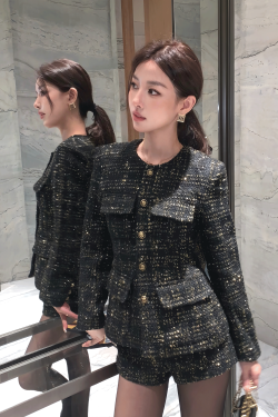 High-End Celebrity Style Heavy Sequined Two-Piece Set with High-Waisted Shorts for Early Autumn Fashion
