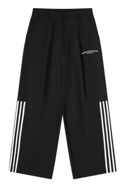 High-End Cleanfit Draped Tapered Straight-Leg Casual Trousers - Sports Luxe Style, Loose Fit, Trendy Streetwear