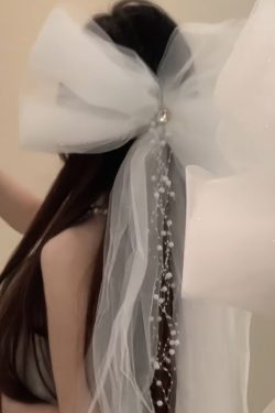 High-End Fairy-Style Butterfly Knot Pearl Hairpin Veil Side Clip Bridal Hair Accessory for Women