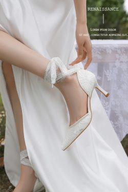 High-End French Style Lace Wedding Shoes for Brides - Comfortable White High Heels for Everyday Wear