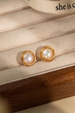 High-End Gold Wire Stud Earrings for Women - Elegant Fashionable Ear Accessories, Perfect for Chic Parisian Style