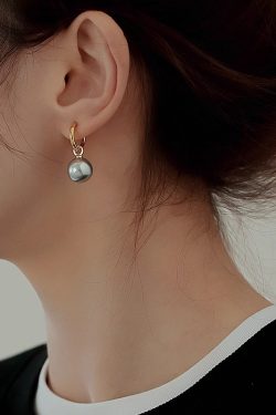 High-End Gray Large Bead Earrings for Women - Elegant Fashion Accessories, Trendy Statement Jewelry