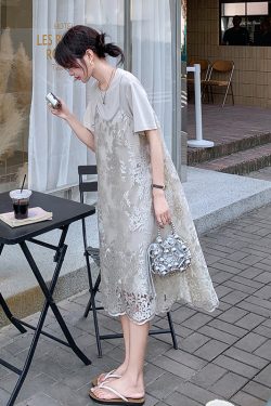 High-End Heavy Embroidery Camisole Dress Two-Piece Set for Petite Figures, 2025 Trendy Age-Reducing Outfit