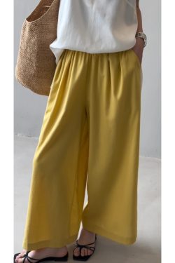 High-End Korean Style Wide-Leg Pants for Women - Casual High-Waisted Loose Fit Straight Pants for Summer 2025