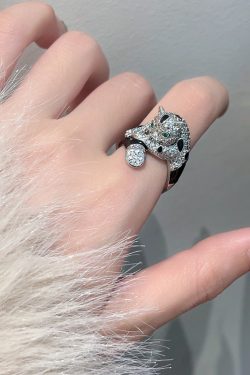High-End Leopard Ring for Women, Diamond-Inlaid, Fashionable and Personalized, Trendy Light Luxury Design, Micro-Inlaid Zircon Statement Ring