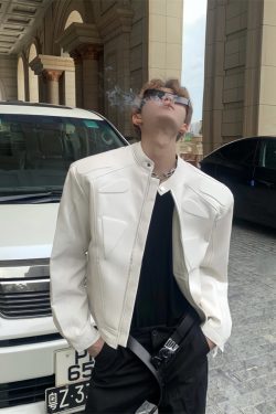 High-End Motorcycle Jacket for Men & Women - Structural Design, Short Padded Shoulders, American Street Style, Spring & Autumn Fashion