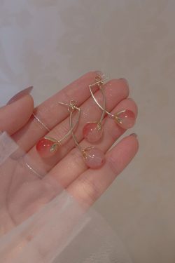 High-End Pink Peach Water Fragrance Earrings for Women, Lily of the Valley Back Hanging Clip-Ons, No Ear Holes, Floral Design