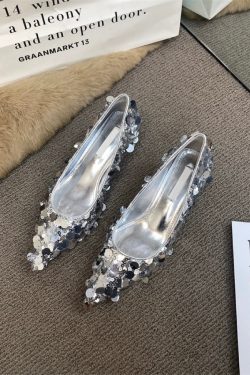 High-End Sequined Pointed Shoes for Women, Elegant Evening Footwear, Glamorous Party Pumps, Fashionable Night Out Heels