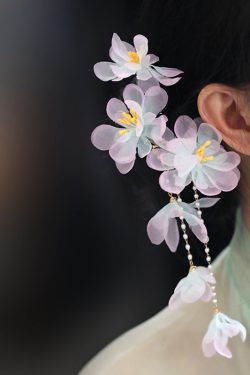 High-End Tang Style Floral Hairpin Clip for Women - Classical Hanfu Side Headpiece, 2025 Super Fairy Design