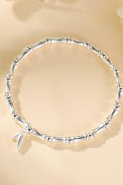 High-End Women's Bamboo Joint Bracelet - Classy Pure Silver Design, Elegant French Style Jewelry Accessory