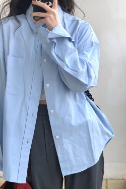 High-End Women's Blue Shirt Jacket Top - Spring Autumn 2025 Petite Niche Style