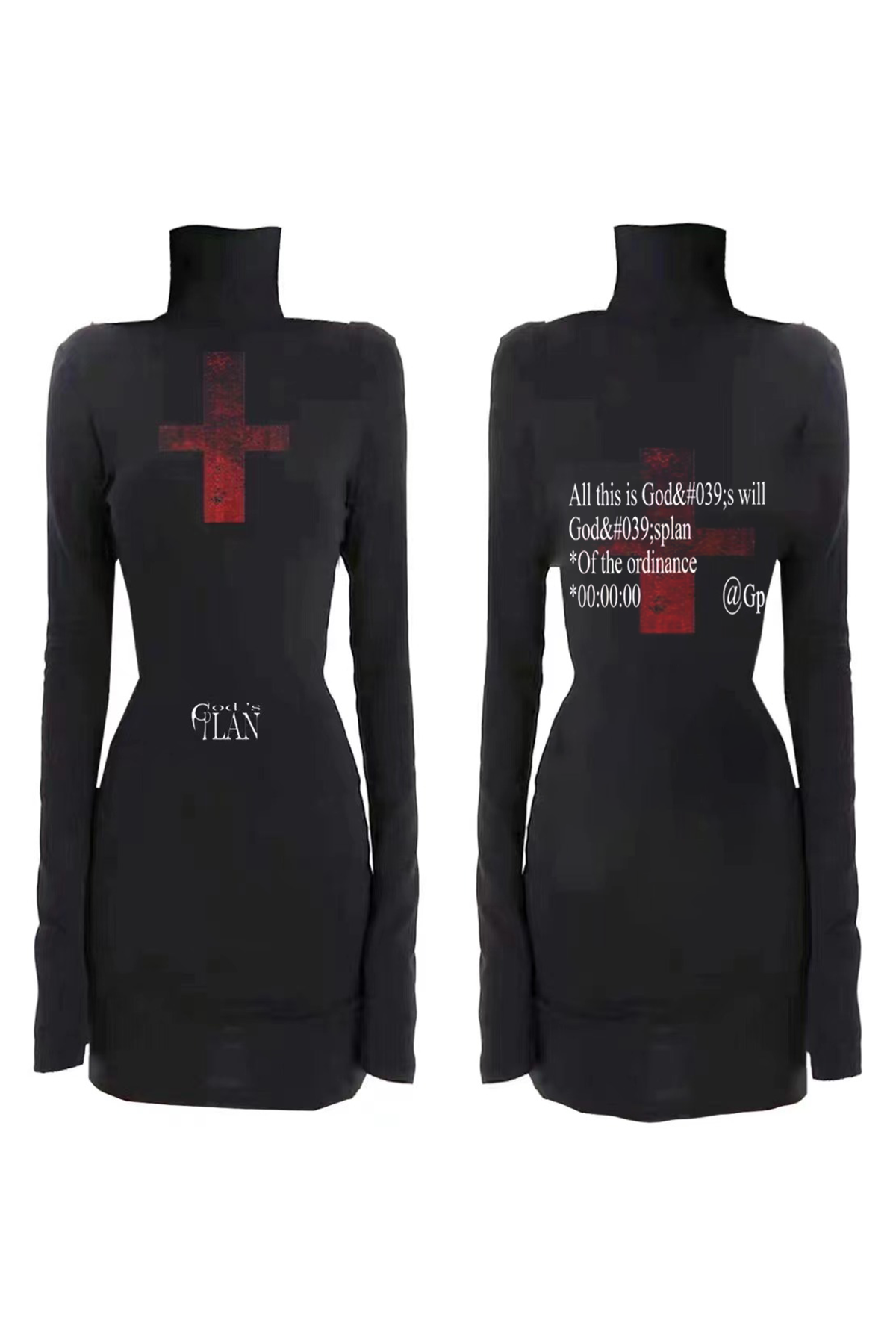 High-Neck Long-Sleeve Bodycon Dress for Women - Dark Niche Aesthetic, 90s Inspired Fashion, Trendy Party Dress