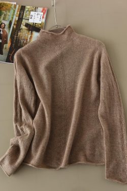 High-Speed Hand-Patching Half-Turtleneck Pure Cashmere Long-Sleeve Sweater - Luxurious Knitted Style, Limited Stock