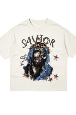 High Street Retro Trend 3D Pearl Hand-Painted Illustration Short Sleeve Loose Fit Pure Cotton T-Shirt