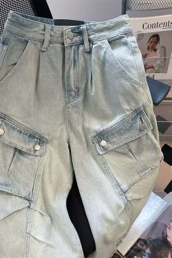 High Street Vintage Washed Denim Shorts for Men and Women - Summer Loose Casual Wide-Leg 90s Inspired Fashion