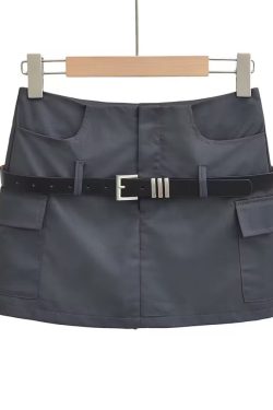 High Waist Bodycon A-Line Skirt with Belt - Summer College Style, Slimming Fit for Hot Girls, Trendy Summer Fashion