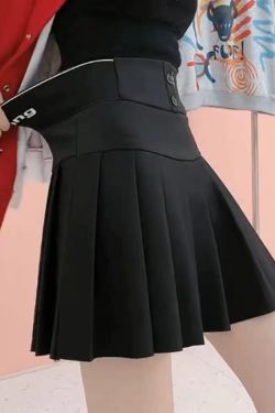 High-Waisted Black Pleated A-Line Skirt for Autumn & Winter - Stretchy Elastic Waist Short Umbrella Skirt for Slimming Fit