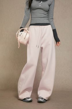 High-Waisted Fleece Wide-Leg Pants for Women - Casual Loose Trousers, Autumn/Winter 2024 Fashion, Cozy Woolen Style