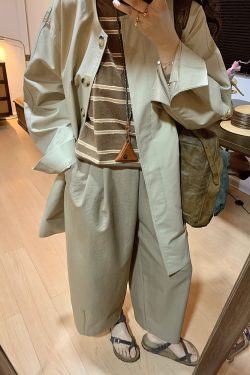 High-Waisted Japanese-Style Balloon Pants for Women - Casual Wide-Leg Design, Petite Fit, Spring/Summer 2025 Collection