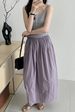 High-Waisted Japanese-Style Floral Bud Skirt, Loose Fit Half-Length Wrinkled Long Skirt for Women, Summer 2025 Fashion
