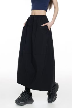 High-Waisted Korean-Style Floral Bud Midi Skirt for Women - Retro Slim-Fit Umbrella Skirt in Summer Lazy Style