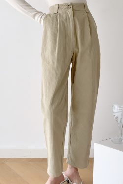 High-Waisted Loose Corduroy Carrot Pants for Women - Thick Straight Harem Trousers for Autumn and Winter Fashion
