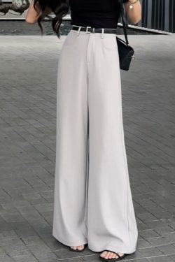 High-Waisted Minimalist White Suit Pants for Women, Summer 2025 Slim-Fit Versatile Straight Wide-Leg Trousers