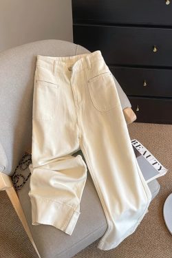 High-Waisted Minimalist Women's Summer Thin Denim Cropped Pants with Spliced Fringe - Petite Straight-Leg Style 2025
