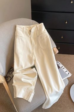 High-Waisted Minimalist Women's Summer Thin Denim Cropped Pants with Spliced Fringe - Petite Straight-Leg Style 2025