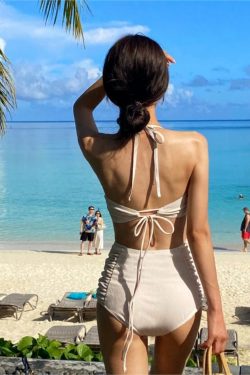 High-Waisted Slimming Sexy Tie Bikini for Women, Small Bust Friendly, Ideal for Hot Springs and Vacations, Trendy 2025 Swimwear