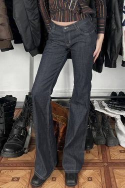 High-Waisted Straight Leg Jeans - Retro European American Street Style Casual Versatile Bottoms for 90s Y2K Fashion