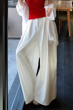 High-Waisted White Wide-Leg Pants for Women, Summer 2025, Loose-Fitting Draping Casual Versatile Straight-Leg Floor-Length Trousers