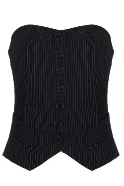 Hipster Street Style Vertical Stripe Strapless Top with Waist-Cinching Slim Fit - Vintage-Inspired Blouse for Y2K Fashion Lovers