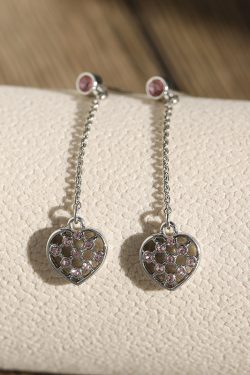 Hollow Heart Rhinestone Drop Earrings, S925 Silver Needle, Hypoallergenic, Light Luxury, Korean Style Jewelry for Women