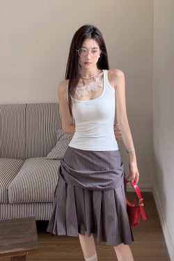 Hollow Out Butterfly Lace Camisole - Versatile Summer Top for Hot Girls, Slimming Fit, Pleated Skirt Style, Y2K Fashion