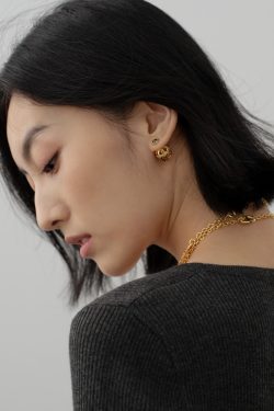 Hollow Planet Design Retro Baroque Gold Back Earrings with Diamond Accents - High-End Stylish Statement Jewelry
