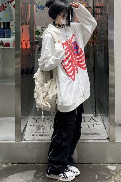 Hooded Skull Sweatshirt Jacket for Autumn, Loose Fit, Versatile High Street Style, Unisex, Trendy American Fashion