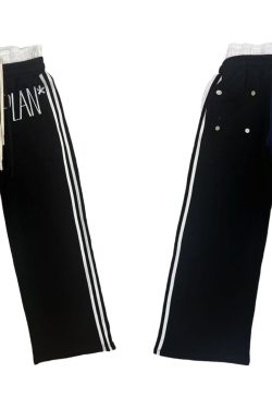 Hot Girl Double Waist Casual Wide-Leg Sweatpants for Women - Trendy Commuter Straight-Leg Bottoms in Y2K Style