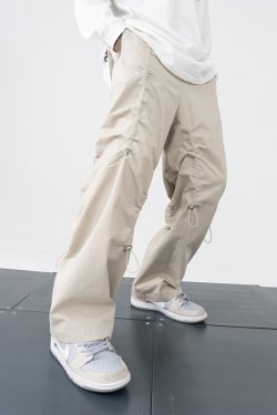 Irregular Pleated Three-Dimensional Cut Casual Pants - Loose Sporty Trendy Long Trousers for Effortless Style