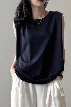 Irregular Sleeveless Vest for Women - Pure Cotton Tie-Up Top, Loose Round Neck, 2025 Summer Style, Trendy Casual Fashion