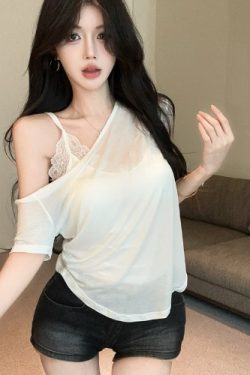 Irregular Two-Piece Summer Top - Stylish and Unique Design with a Sexy Vibe, Perfect for Y2K and Trendy Looks